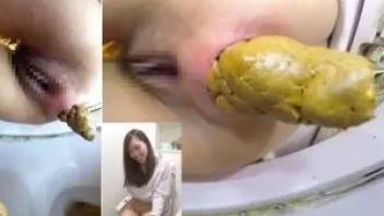 Asian girl hard to poop 7