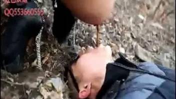 Asian femdom scat in the woods