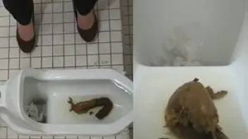 Young Asian diarrhea in the toilet with a hidden camera